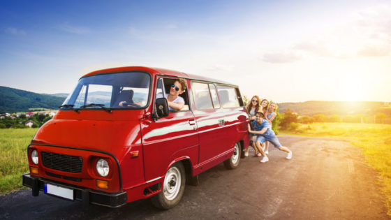 Young hipster friends on road trip